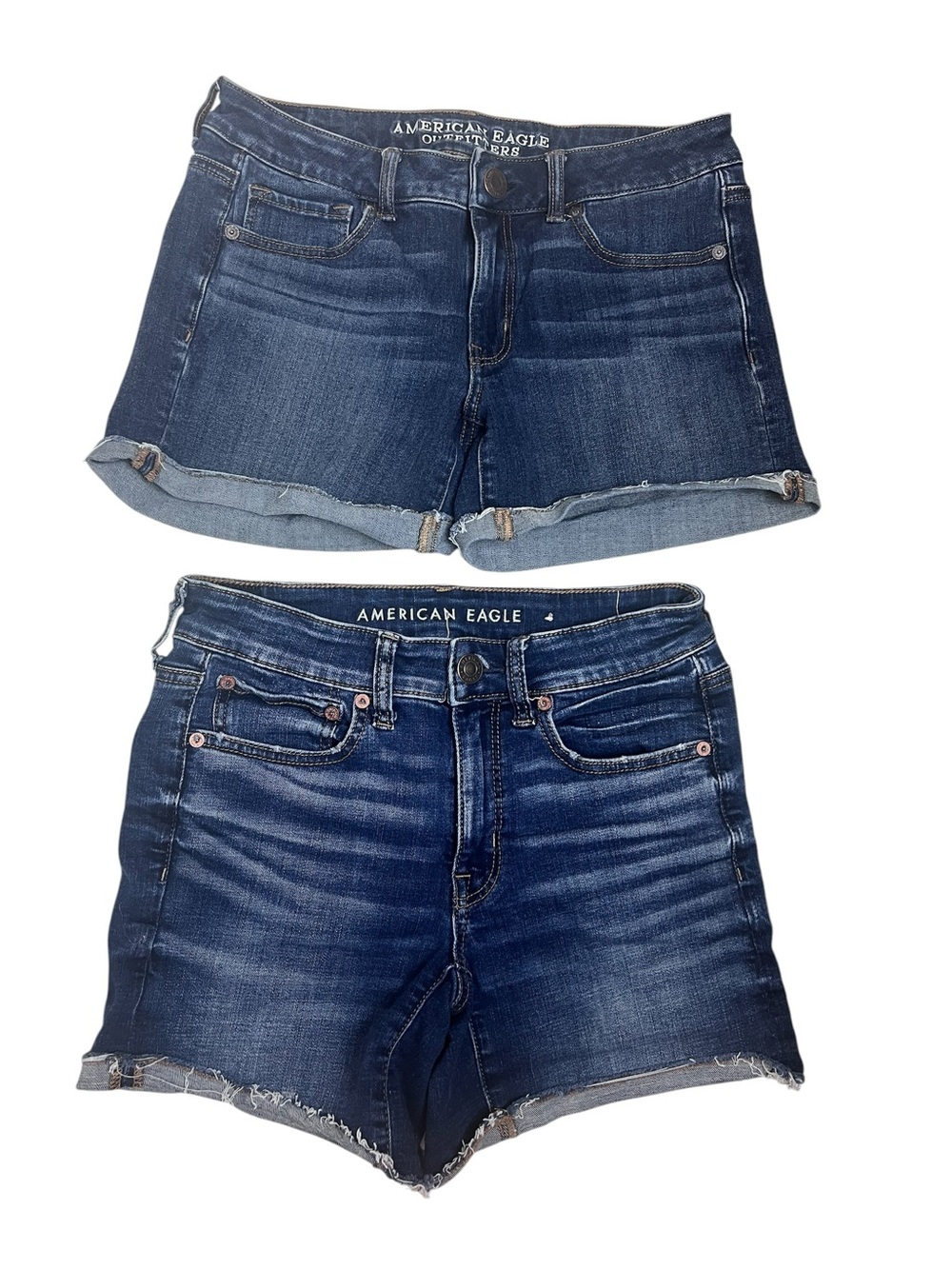 Lot of 2: American Eagle Outfitters Blue Denim Cutoff Midi Shorts - Women's 6